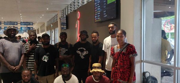 Team at the international terminal